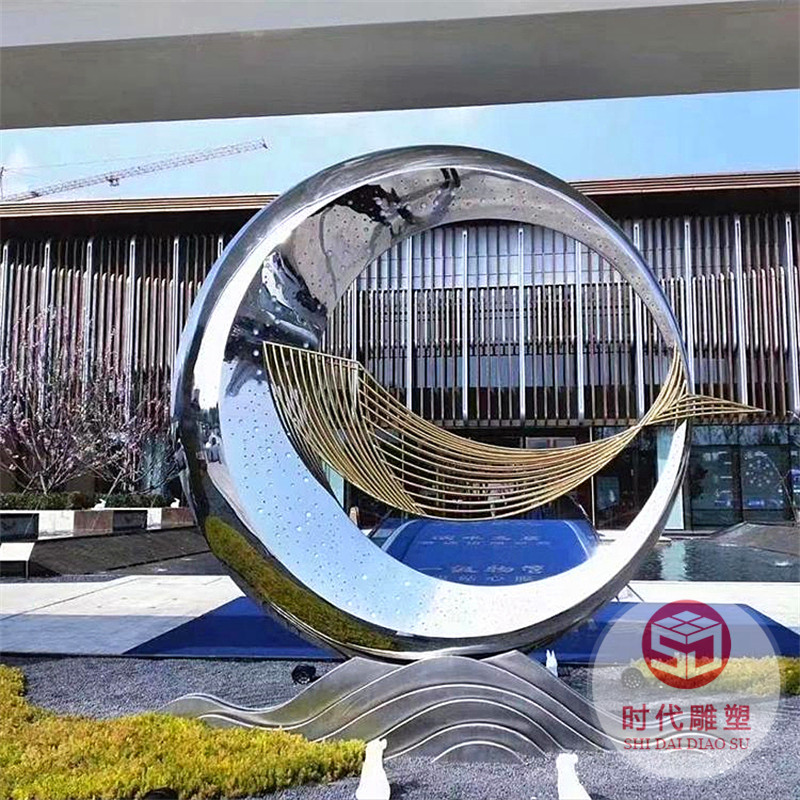 不锈钢园林景观雕塑定制户外大型玻璃钢雕塑地标建筑售楼处摆件