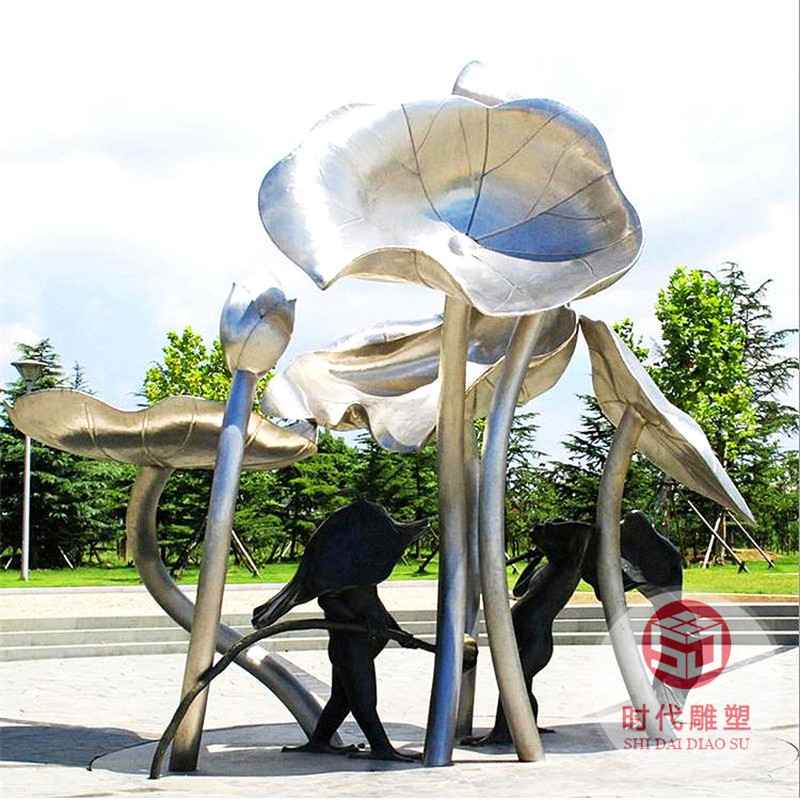 大型不锈钢雕塑园林景观金属雕塑小区楼盘售楼处水景软装白钢圆环