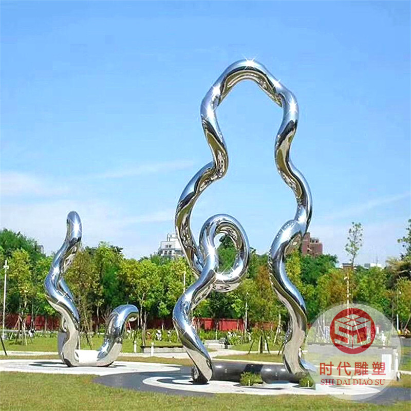 大型卡通几何熊猫玻璃钢雕塑动物摆件户外园林景观不锈钢雕塑厂家