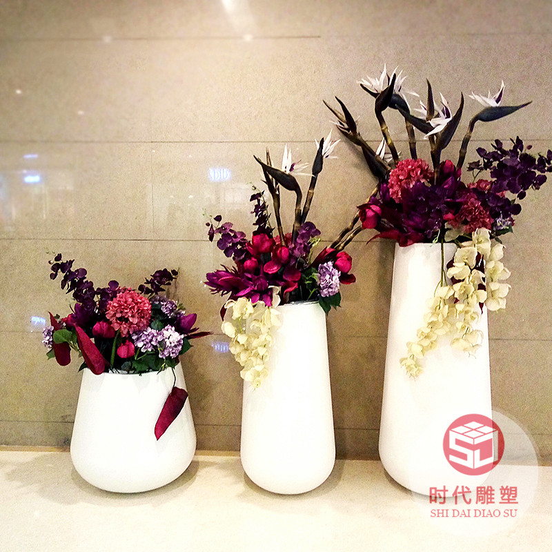 玻璃钢几何菱形花盆户外美陈商场切面酒店大堂庭院装饰椭圆大花器