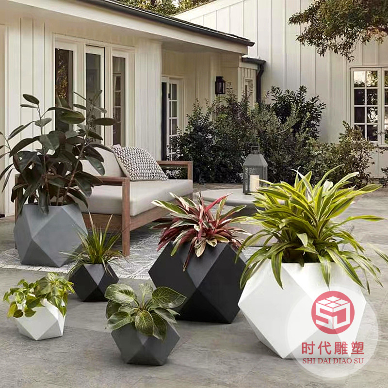 玻璃钢花盆花缸花槽商场美陈创意花箱树池户外简约大花钵花器组合