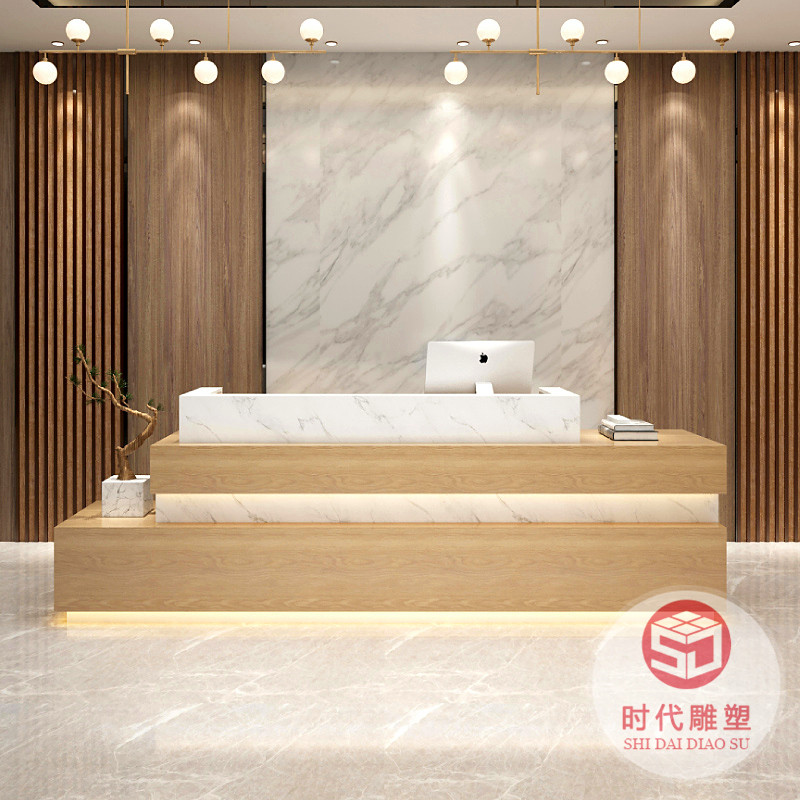 玻璃钢前台定制公司美容院接待台医院烤漆导医台异形简约收银前台