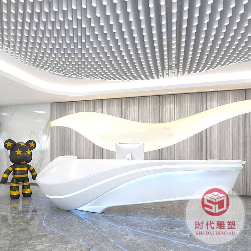 烤漆公司前台玻璃钢吧台教育机构咨询台美容院接待台迎宾台售楼部