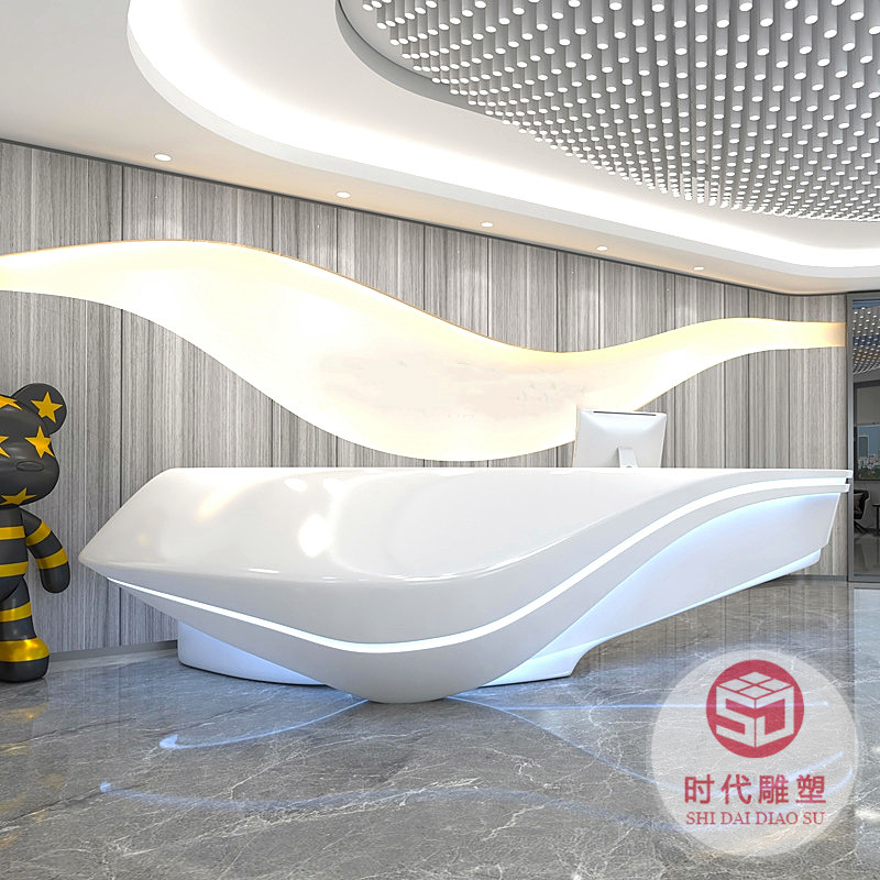 前台接待台高端玻璃钢烤漆吧台医疗美容院简约酒店收银台异形定制
