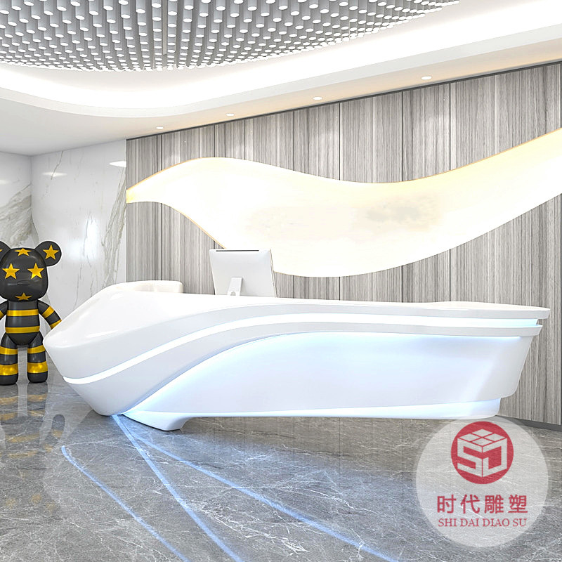 玻璃钢接待前台引导服务咨询前高端烤漆现代收银吧台迎宾公司定制