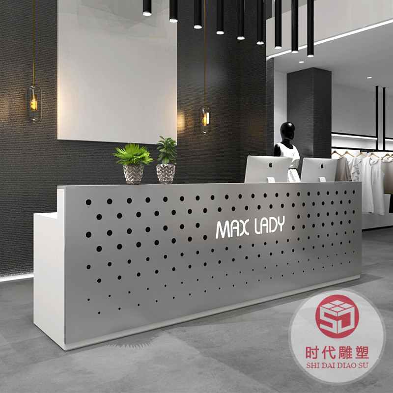 创意玻璃钢烤漆前台定制酒店公司高端接待台美容院收银台异形吧台