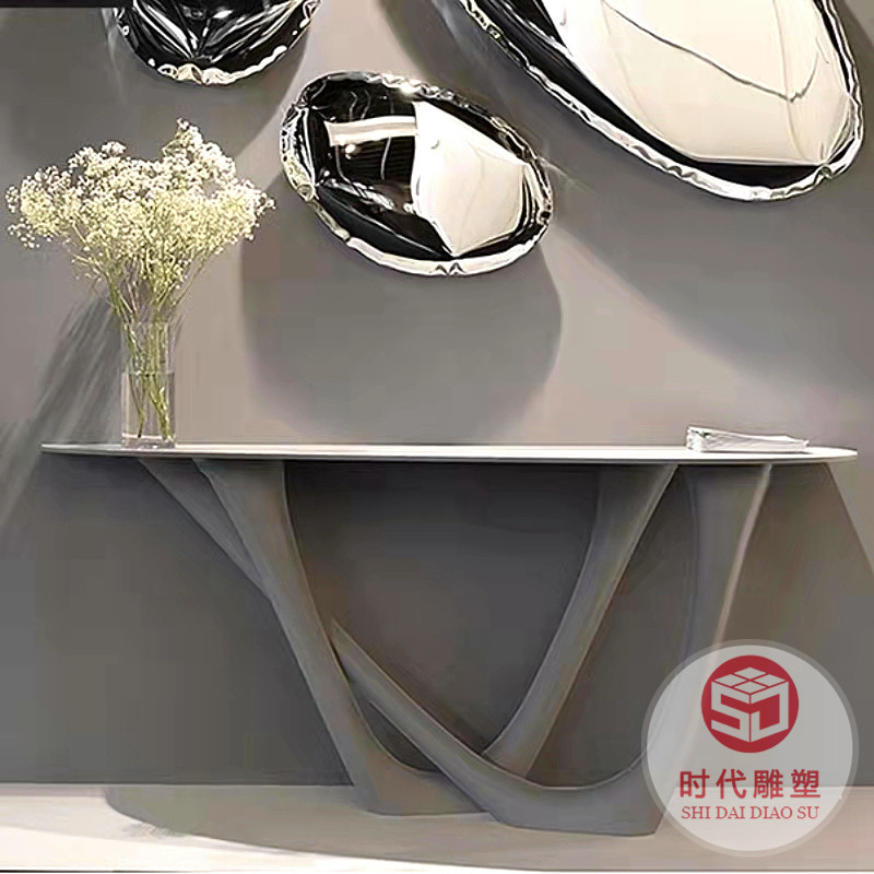 烤漆前台接待台玻璃钢现代迎宾台创意弧形美容院吧台收银台接待台