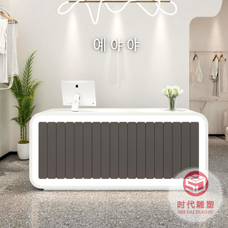 定制创意异形玻璃钢烤漆前台医美机构接待台酒店会所机场服务柜台